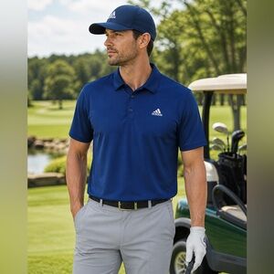 Adidas Polo Shirt Mens 4XB Blue Performance Golf Athletic Short Sleeve NWT!